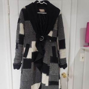 Black and white light coat.